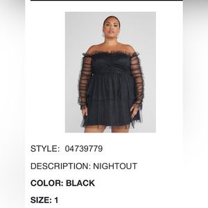 Fashion to Figure Black Party Dress NWT